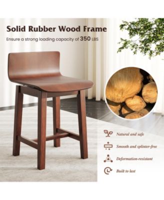 Swivel Dining Chair Set of 4 Farmhouse Wooden Kitchen Chairs Armless Side Chairs