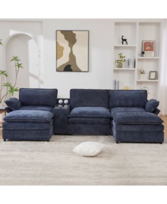 U Shaped Modular Sectional Sofa with Storage, Charging, Speakers & More