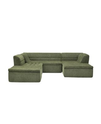 135" U-Shaped Modular Sectional Sofa with Chaise & Movable Ottoman