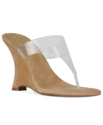 Women's Persistent Vinyl-Thong Wedge Sandals
