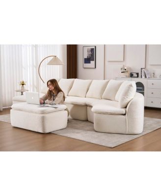  133" Modular U-Shaped Sectional Sofa with Removable Recliner