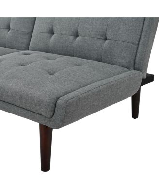 Convertible Futon Sofa Bed, 63" Sleeper Couch with Adjustable Backrest