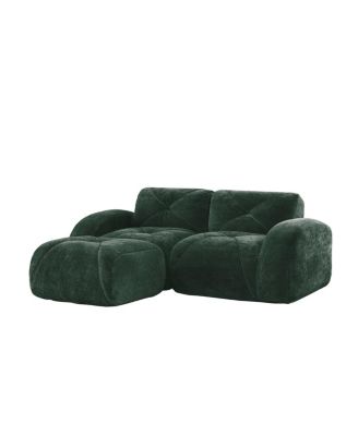  L-shaped Boneless Sofa, Soft Velvet, Tufted, 32D Sponge, No Assembly