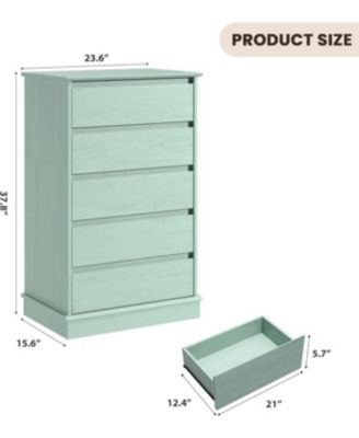 5-Drawer Tall Dresser for Bedroom, Wooden Chest of Drawers with Deep Storage for Living Room