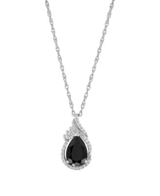 Onyx & White Topaz (1/4 ct. t.w.) Pendant Necklace in Sterling Silver