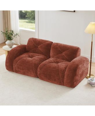 2-Seater Tufted Sofa, Soft Velvet, No Assembly