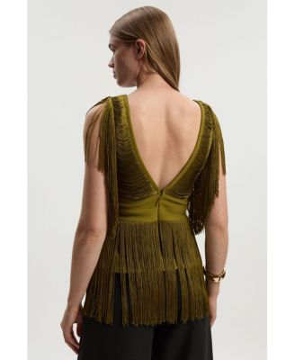 Women's Draped Fringe Knitted Top