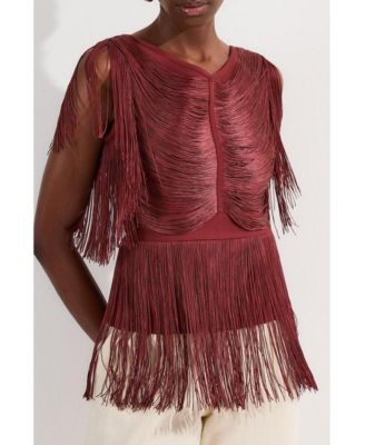 Women's Draped Fringe Knitted Top