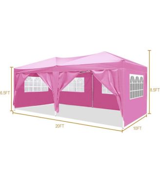 10'x20' Folding Canopy with 6 Removable Sidewalls & UPF 50+ Gazebo