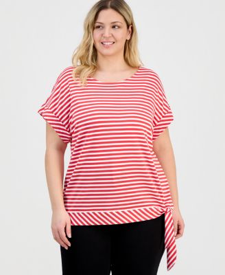 Plus Size Dolman-Sleeve Tie-Hem Top