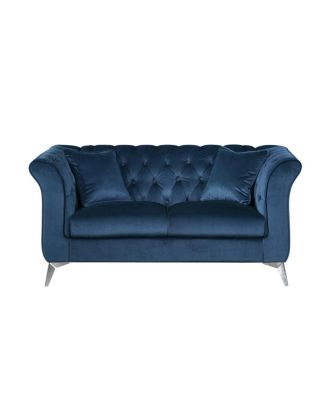  Chesterfield Stanford sofa, AZURE blue, tufted, scroll arm
