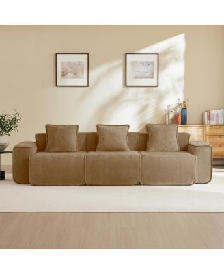 Deep Seat Modular 3-Seat Boneless Sofa with French Edge Piping