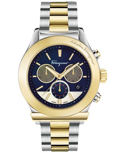 Ferragamo Men's Swiss Chronograph 1898 Two-Tone Ion-Plated Stainless Steel Bracelet Watch 42mm FFM11 0016