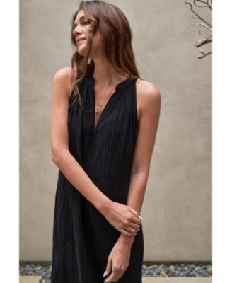 Plus Size Ocean+Main Sleeveless Gauze Midi Dress with Pockets