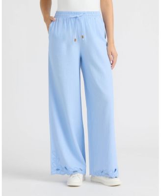 Women's Wide Leg Pant with Embroidered Hem