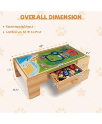 100 Piece Double-Sided Wooden Train Set Table with Storage Drawer for Kids Age 3+