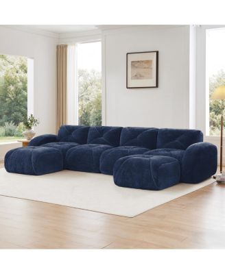 U-shaped Boneless Sofa, Tufted, 32D High Density Sponge, Anti-Slip
