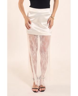 Women's Satin Velvet Maxi Lace Skirt