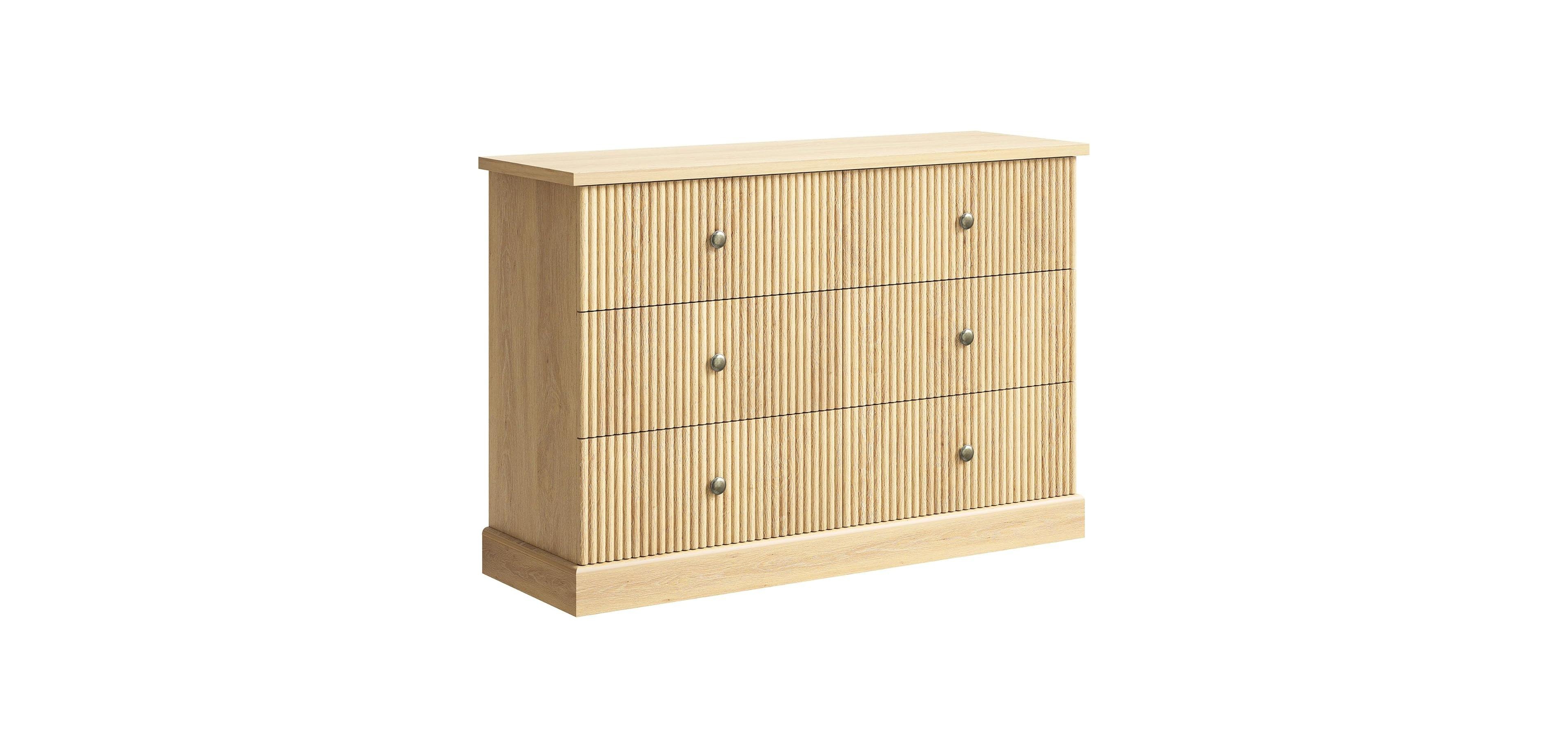 gaomon 6 Drawer Dresser for Bedroom, Fluted Horizontal Chest of Drawers, 47" Wide Wood Dresser with Metal Handles