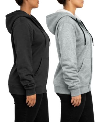 Women's Galaxy By Harvic Loose Fit Super Heavyweight Fleece Lined Full-Zip Hoodie-2 Pack