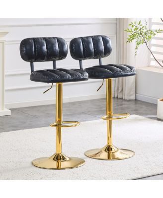 Streamdale Modern Adjustable PU Leather Bar Stools (Set of 2)