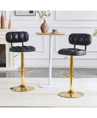 Streamdale Modern Adjustable PU Leather Bar Stools (Set of 2)