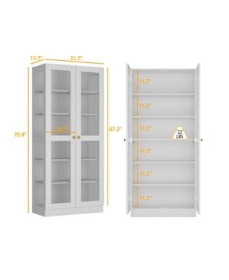 6-Shelf Standard Bookcase Bookshelf with 2-Glass Door