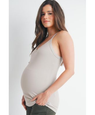 Maternity Sleeveless Ribbed V-Neck Racerback Tank Top