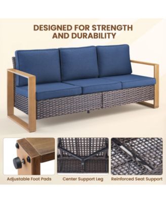 5 Pieces Outdoor Furniture-High Back Outdoor Wicker Couch Patio Chairs Set of 2 with Comfy Cushions Ottomans Patio Furniture Set