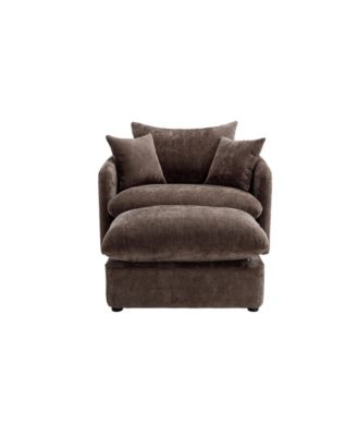 Oversized Swivel Accent Chair with Ottoman & Pillows