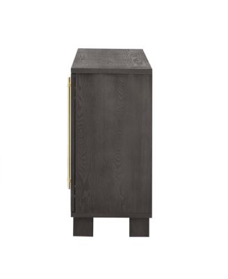 Taupe Wood Sideboard Cabinet with Adjustable Shelves & Gold Handles