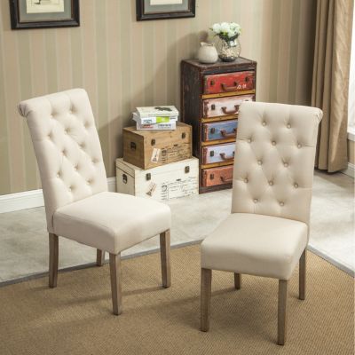 Set of 2 Solid Wood Tufted Parsons Dining Chair
