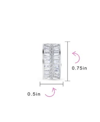 Art Deco Style Fancy CZ Cubic Zirconia Half Hoop Baguette Earrings Clip On Plated