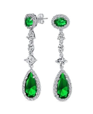 Canary Yellow Royal Halo CZ Teardrop Chandelier Earrings Plated