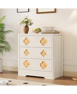 Dresser for Bedroom, Chest of Dressers 30.4" Tall Dresser for Closet with 3 Decorative Drawer Front Boho Night Stand Large Clothes Storage