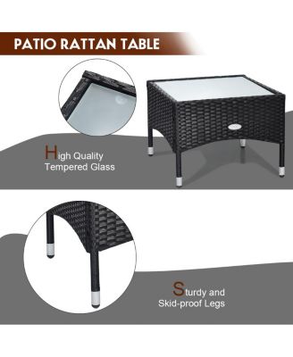 3 PCS Furniture Set Table & 2 Chair Patio Wicker Rattan W/Cushion