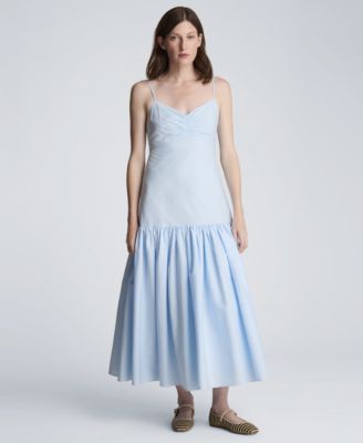 Women's Sweetheart Neck Bubble Flounce Midi Dress