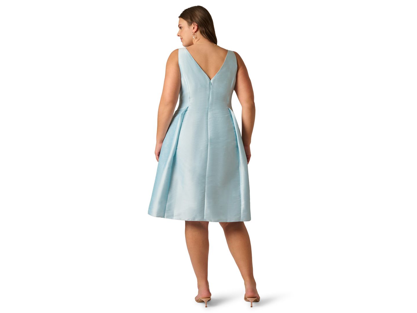 Женское платье Adrianna Papell Plus Size Boat Neck Midi, цвет: Небесно-голубой разноцветный — фото 2