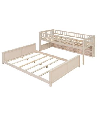 Twin XL over Bunk Bed with Shelving, Lights & Pegboard