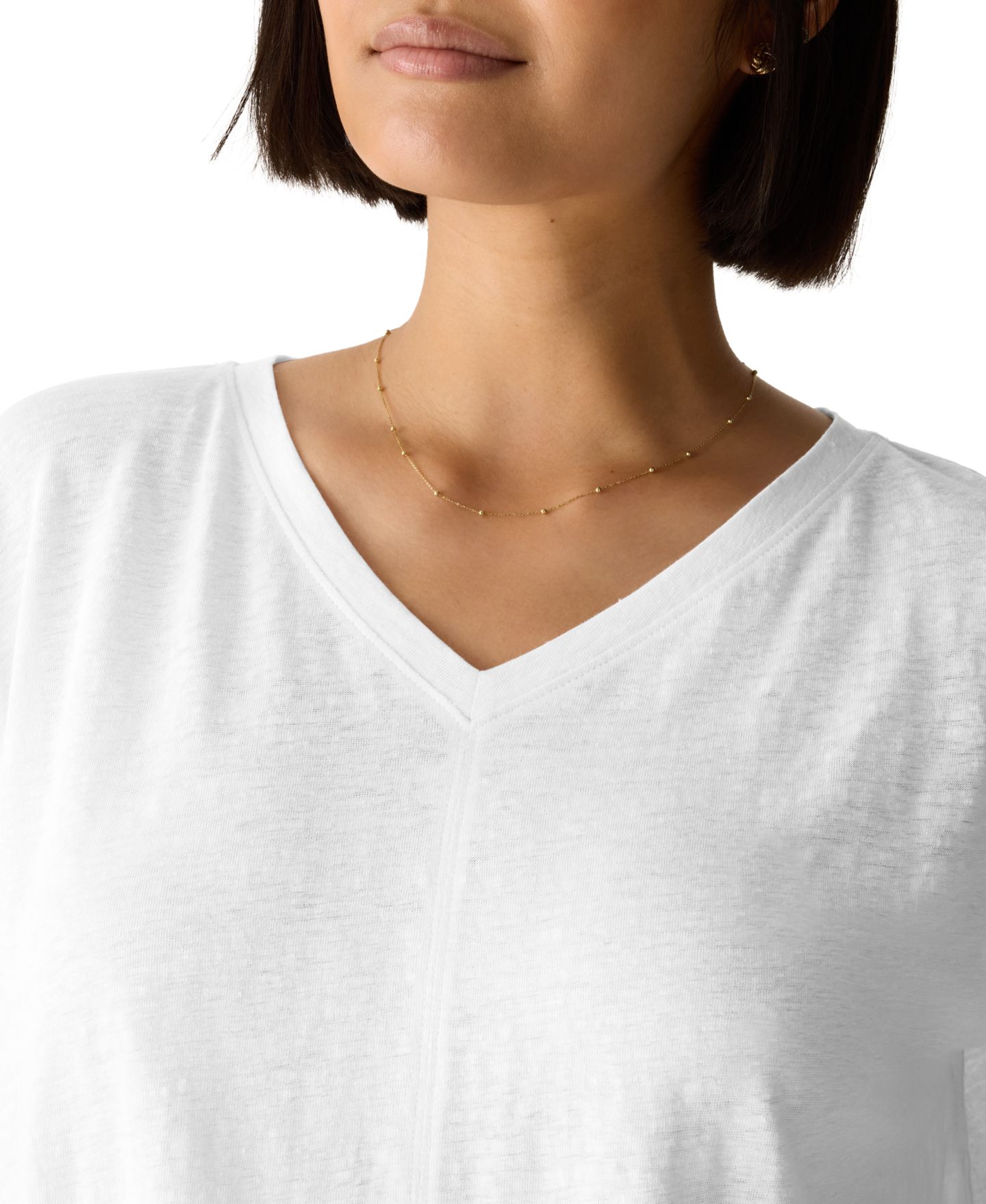 Женская футболка Eileen Fisher & Plus Size Jersey V-Neck Square, цвет: Белый — фото 3