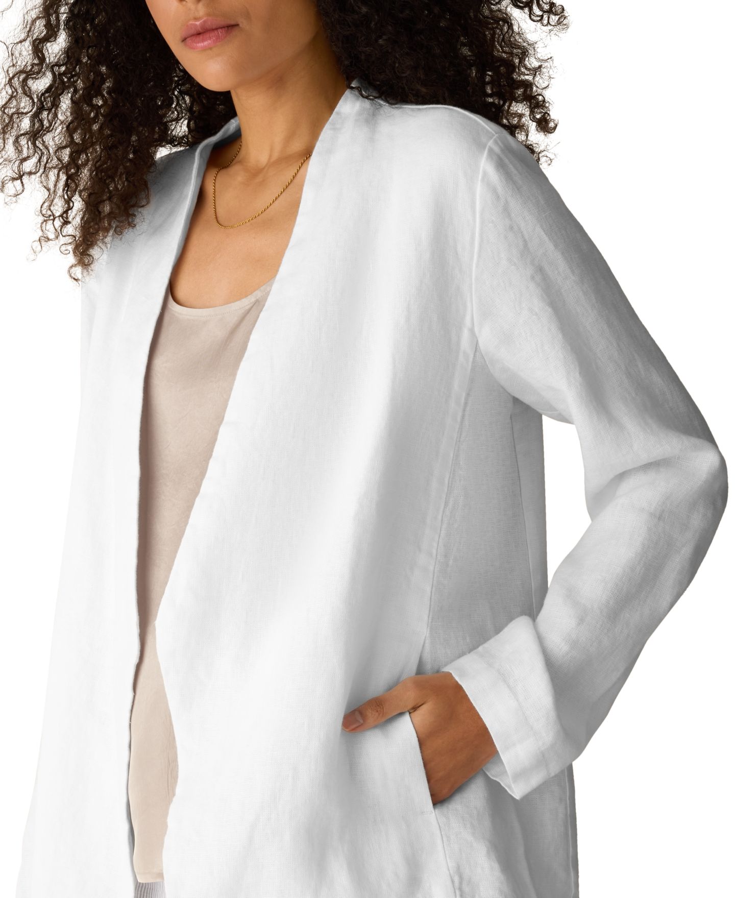 Женская куртка Eileen Fisher & Plus Size Asymmetrical High Collar Cut-Away, цвет: Белый — фото 3