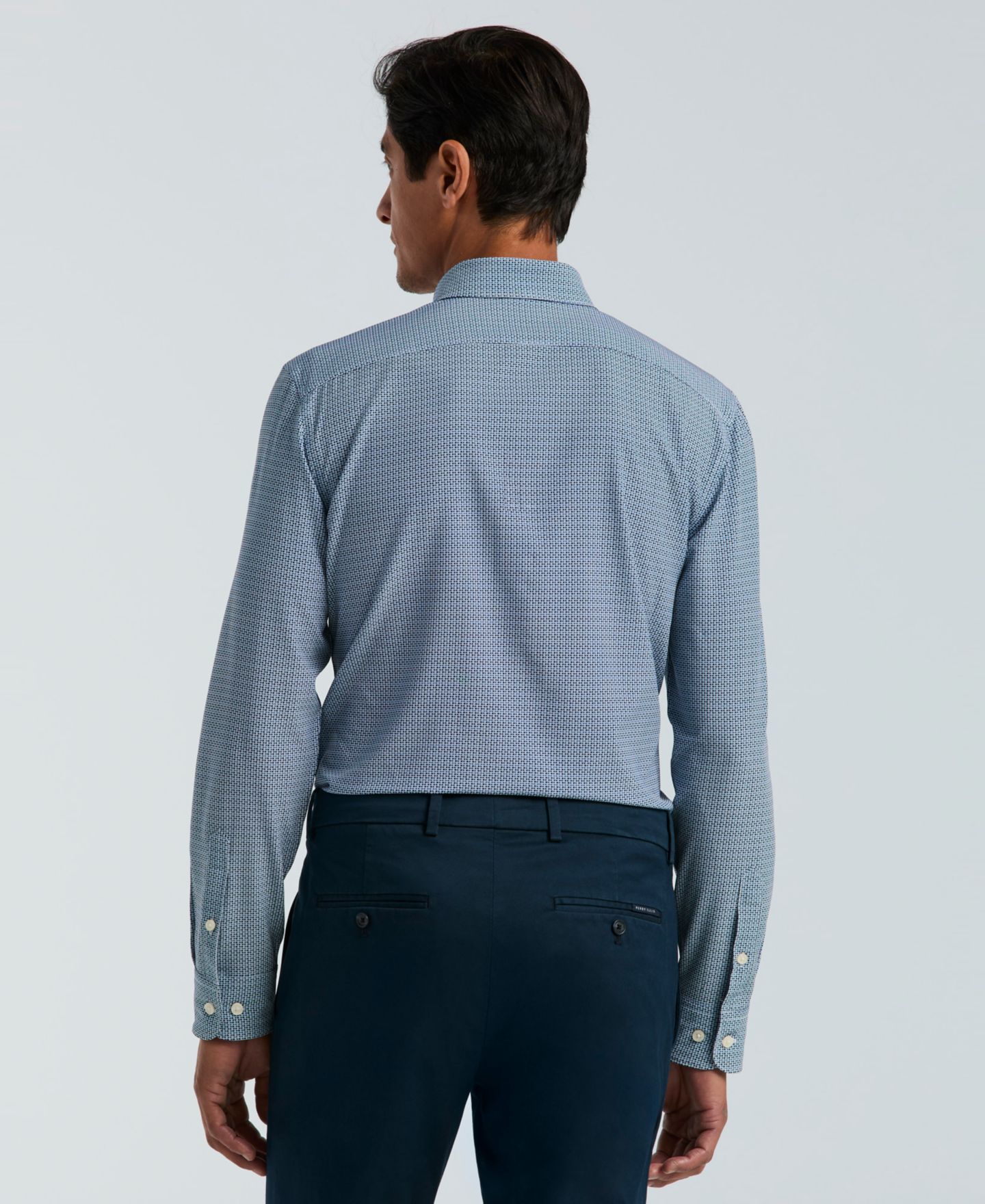 Мужская рубашка Perry Ellis Slim-Fit Mini Geometric Print, цвет: Тёмный сапфировый — фото 5