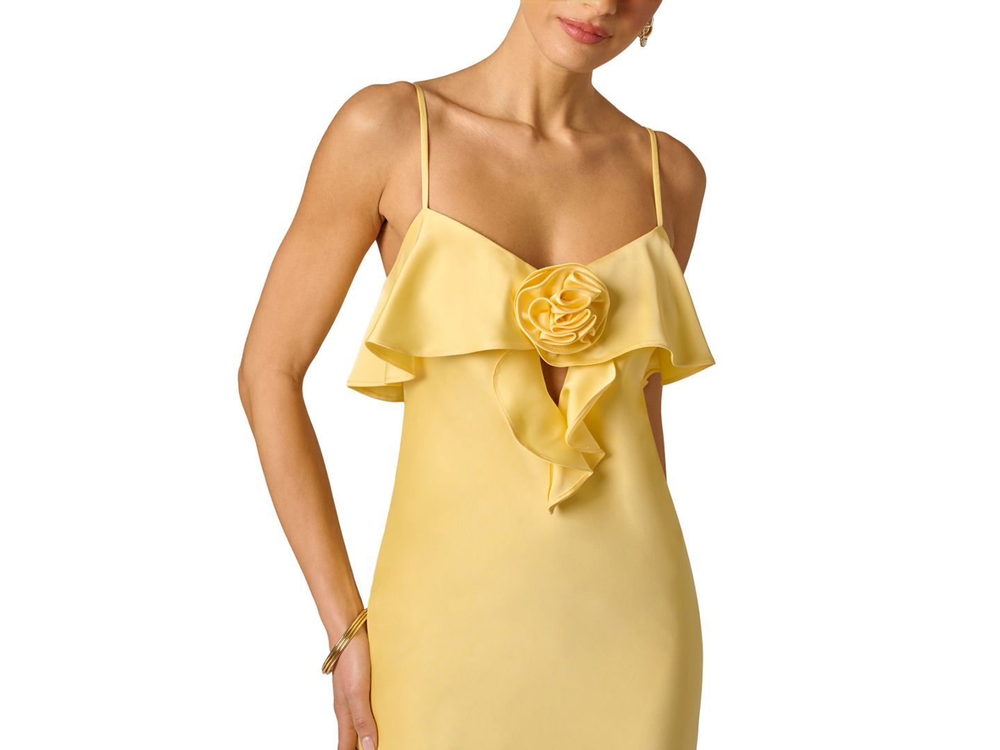 Женское платье Adrianna Stretch Satin Long, цвет: Сливочный жёлтый — фото 3