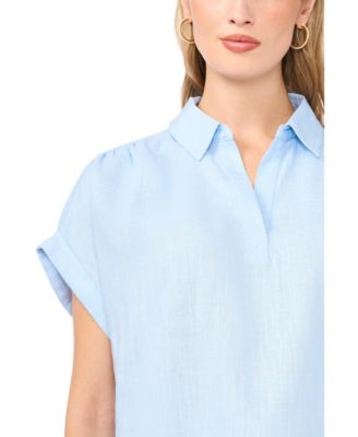 Women's Collared Neck Short-Sleeve Blouse