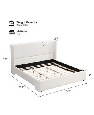 Elegant Fabric Upholstered Bed with Tall Headboard, King.