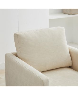 Square Swivel Accent Chair, Chenille Upholstered Leisure Chair, 360° Rotation Comfy Armchair