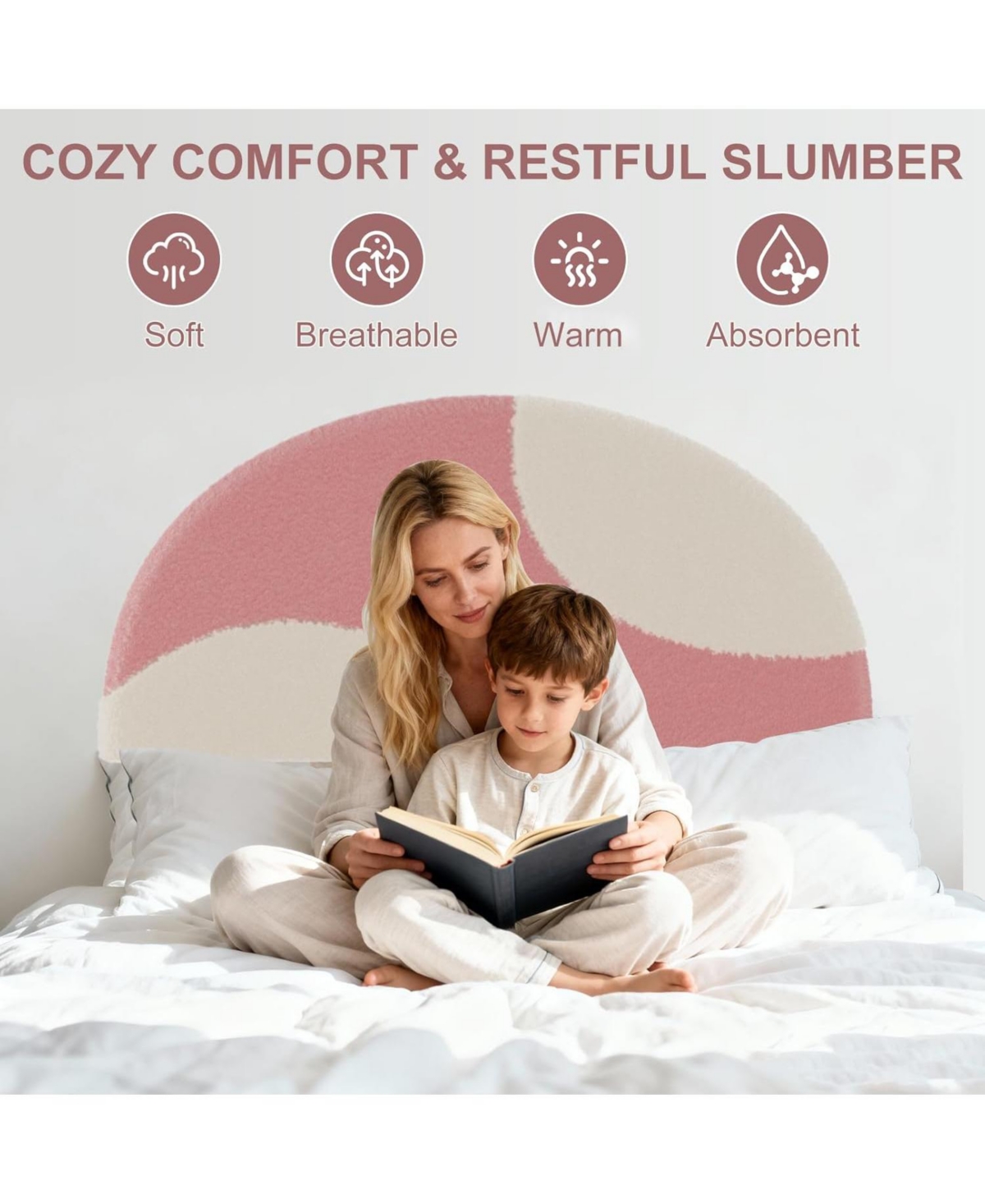 gaomon Modern Arch Boucle Twin Bed Frame Soft Pink and Beige Headboard Wooden Slats No Box Spring Cozy Bedroom