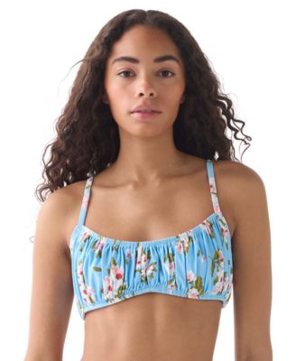 Women's Straight Neck Shirred Bralette Top