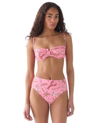 Women's Ruched Bra Top and High-Cut Bottoms