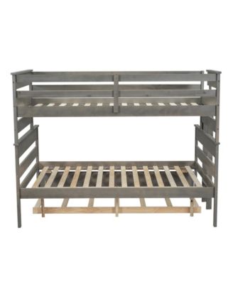 Wood Twin over Full Bunk Bed with Twin Size Trundle